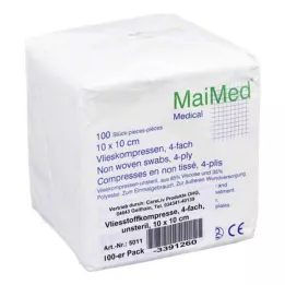 VLIESSTOFF-KOMPRESSEN no estéril 10x10 cm 4 pliegues, 100 uds