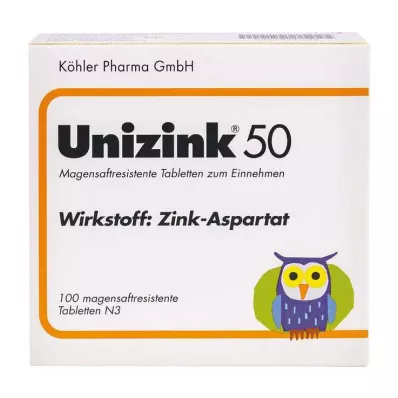 UNIZINK 50 comprimidos con cubierta entérica, 100 unidades