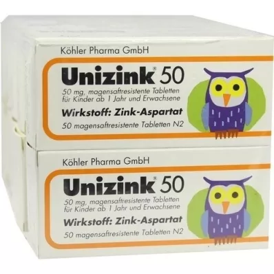 UNIZINK 50 comprimidos con cubierta entérica, 10X50 unidades