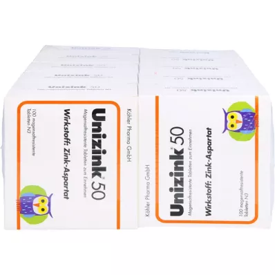 UNIZINK 50 comprimidos con cubierta entérica, 10X100 uds