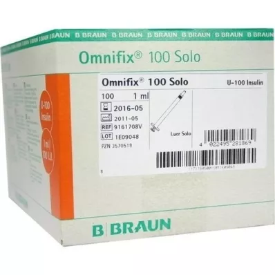 OMNIFIX Jeringa de insulina de 1 ml para U100, 100 uds