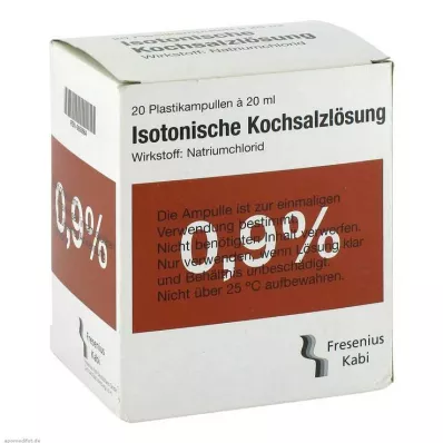 Solución salina al 0,9% ampolla de plástico Fresenius, 20X20 ml Solución salina al 0,9% ampolla de plástico Fresenius, 20X20 ml