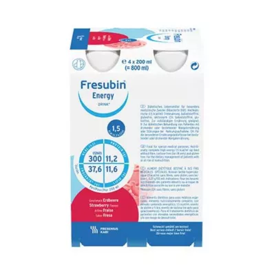 FRESUBIN ENERGY DRINK Botella de bebida de fresa 6X4X200 ml