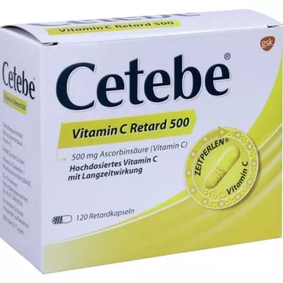 CETEBE Cápsulas de liberación lenta de vitamina C 500 mg, 120 uds