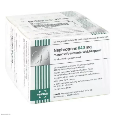 NEPHROTRANS 840 mg cápsulas con recubrimiento entérico, 100 unidades NEPHROTRANS 840 mg cápsulas con recubrimiento entérico, 100 unidades