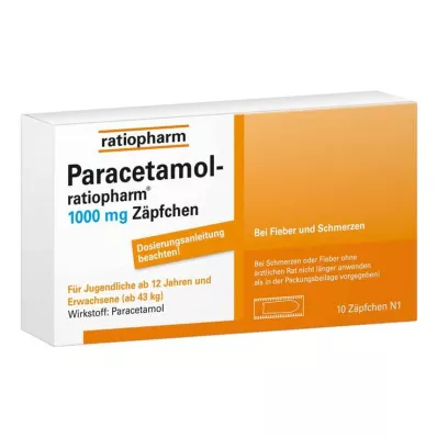PARACETAMOL-ratiopharm 1.000 mg supositorios, 10 uds