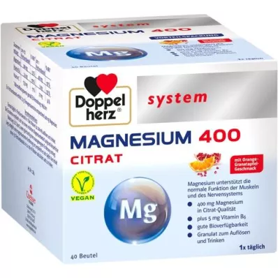 DOPPELHERZ Magnesio 400 Citrato sistema Gránulos, 40 uds