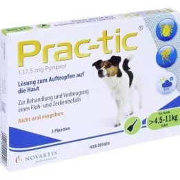 PRAC tic f.perros pequeños 4,5-11 kg monodosis pip. 3 uds
