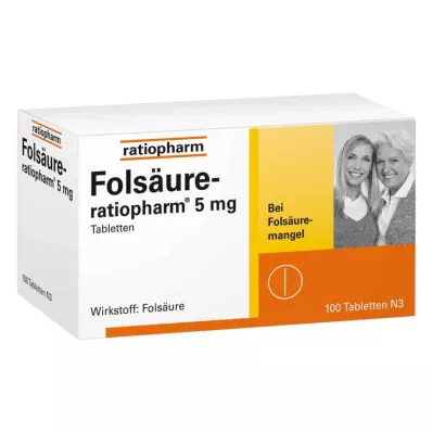 FOLSÄURE-RATIOPHARM 5 mg comprimidos, 100 uds
