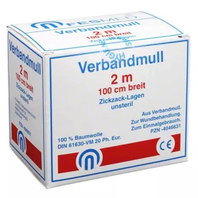 VERBANDMULL 2x1 m zigzag BW 20/100 no estéril, 1 ud