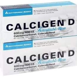 CALCIGEN D 600 mg/400 U.I. Comprimidos masticables, 120 uds