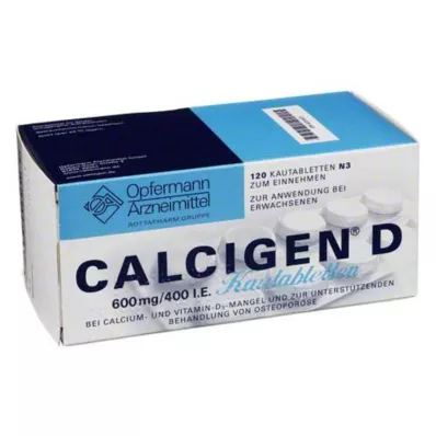CALCIGEN D 600 mg/400 U.I. Comprimidos masticables, 120 uds