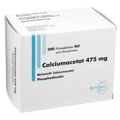 CALCIUMACETAT 475 mg comprimidos recubiertos con película, 200 unidades CALCIUMACETAT 475 mg comprimidos recubiertos con película, 200 unidades