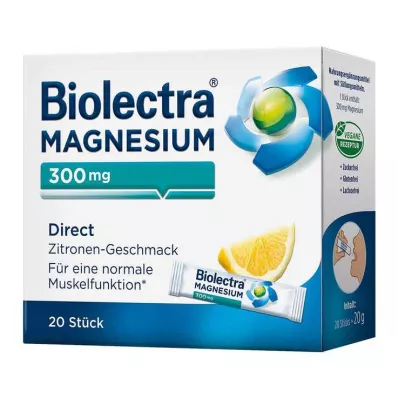BIOLECTRA Magnesio 300 mg Palitos de Limón Directo, 20 uds