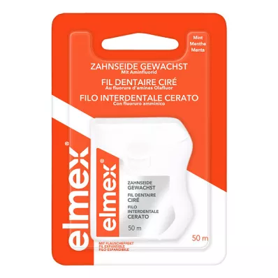 ELMEX Seda dental encerada con fluoruro de amina, 50 m