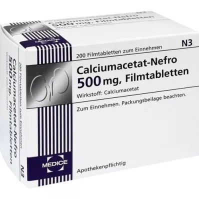CALCIUMACETAT NEFRO 500 mg comprimidos recubiertos con película, 200 unidades