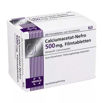 Acetato de calcio Nefro 500 mg tabletas recubiertas de película, 200 piezas