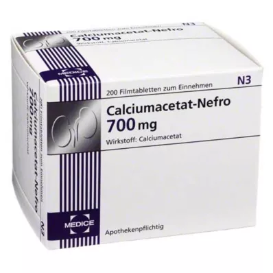 Acetato de calcio Nefro 700 mg comprimidos recubiertos con película, 200 piezas Acetato de calcio Nefro 700 mg comprimidos recubiertos con película, 200 piezas