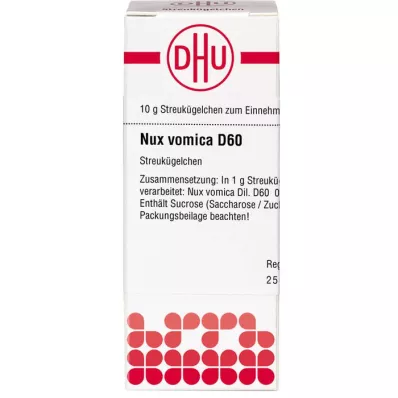 NUX VOMICA D 60 glóbulos, 10 g