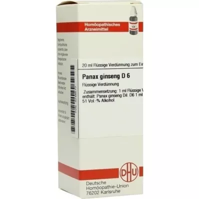 PANAX GINSENG D 6 Dilución, 20 ml