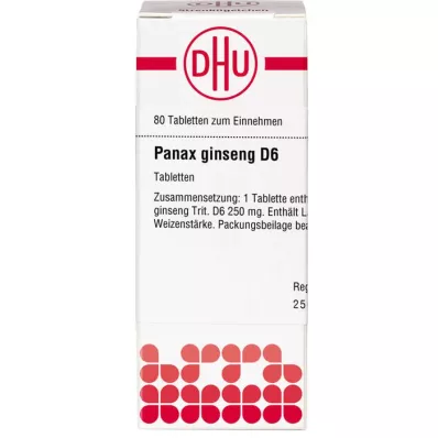 PANAX GINSENG D 6 pastillas, 80 uds