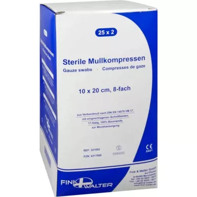MULLKOMPRESSEN 10x20 cm estéril 8x, 25X2 uds MULLKOMPRESSEN 10x20 cm estéril 8x, 25X2 uds