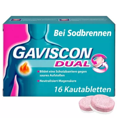 GAVISCON Dual 250mg/106.5mg/187.5mg Comprimidos masticables, 16 uds