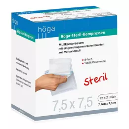 HÖGA-KOMPRESSEN 7,5x7,5 cm estéril 8x, 25X2 uds