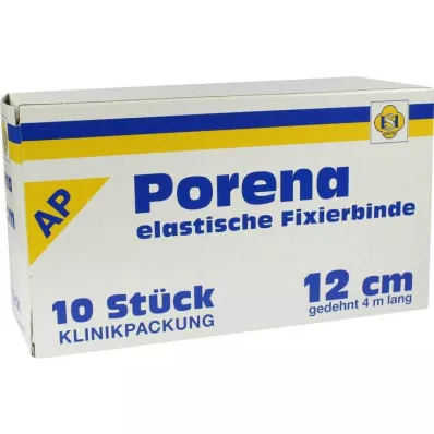 PORENA venda de gasa elástica 12 cm blanca sin cello, 10 uds PORENA venda de gasa elástica 12 cm blanca sin cello, 10 uds