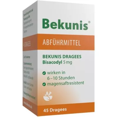 BEKUNIS Dragees Bisacodyl 5 mg comprimidos con cubierta entérica, 45 uds