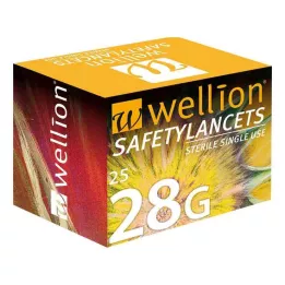 WELLION Safetylancets 28 G esmaltes de seguridad, 25 uds