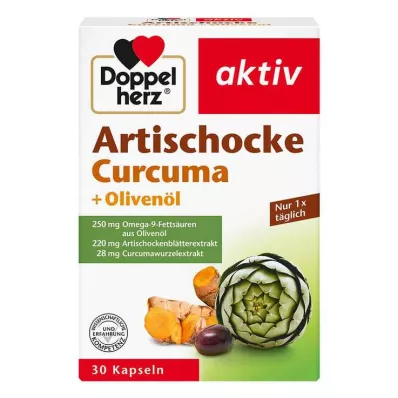 DOPPELHERZ Alcachofa+Aceite de oliva+Curcuma Cápsulas, 30 Cápsulas