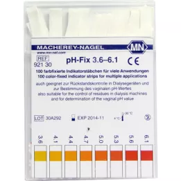 PH-FIX Tiras indicadoras pH 3,6-6,1, 100 uds