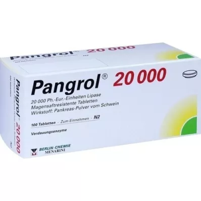 PANGROL 20.000 comprimidos con cubierta entérica, 100 unidades