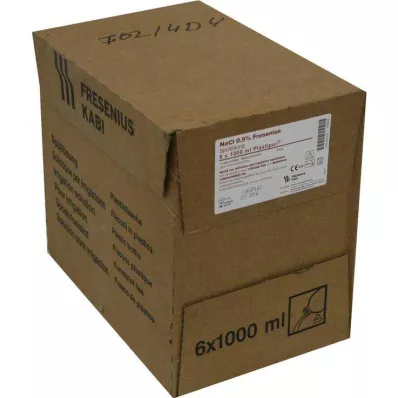 Botella de tornillo de plástico Nacl 0,9%, 6x1000 ml