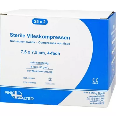 VLIESKOMPRESSEN 7,5x7,5 cm estéril de 4 capas, 25X2 uds