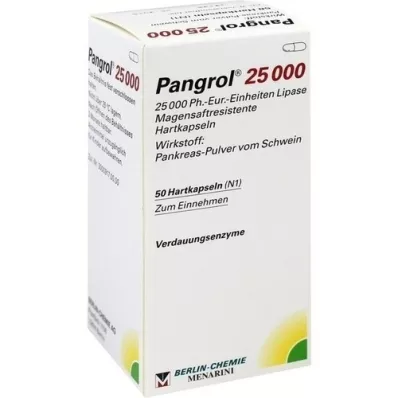 PANGROL 25.000 cápsulas duras con recubrimiento entérico, 50 unidades