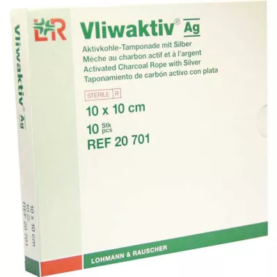 VLIWAKTIV AG Tampón de carbón activado con plata 10x10 cm, 10 uds