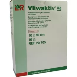 VLIWAKTIV AG Carbón activo absorbente comp. con plata 10x10 cm, 10 uds