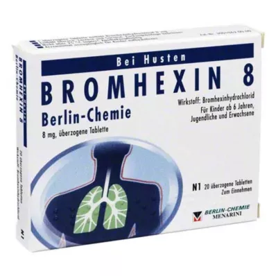 BROMHEXIN 8 comprimidos recubiertos Berlin Chemie, 20 uds