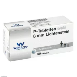 Tabletas P blancas de 8 mm, 50 piezas