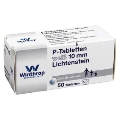 P tabletas blancas 10 mm, 50 st