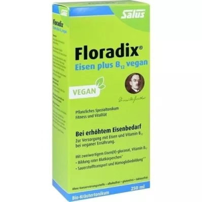 FLORADIX Tónico vegano de hierro y B12, 250 ml