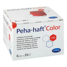 PEHA-HAFT Vendaje de fijación de color 6 cmx20 m rojo, 1 ud