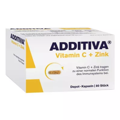ADDITIVA Cápsulas depot de vitamina C+zinc, paquete promocional, 80 uds