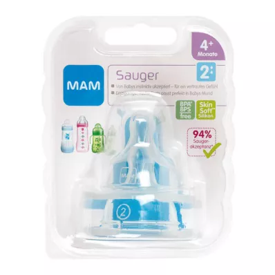 MAM Tetina talla 2 4+ meses silicona, 2 uds MAM Tetina talla 2 4+ meses silicona, 2 uds