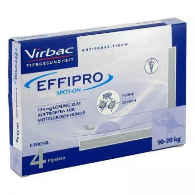 EFFIPRO 134 mg Pip.solución por goteo.para perro mediano, 4 uds