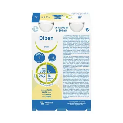 DIBEN DRINK Vainilla 1,5 kcal/ml, 4X200 ml