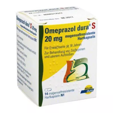 OMEPRAZOL dura S 20 mg cápsulas duras con recubrimiento entérico, 14 uds