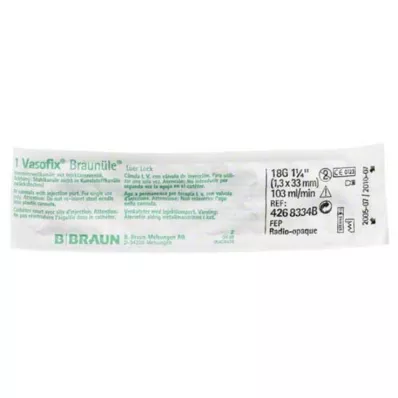 VASOFIX Tubo marrón 18 G 33 mm verde/blanco, 1 ud